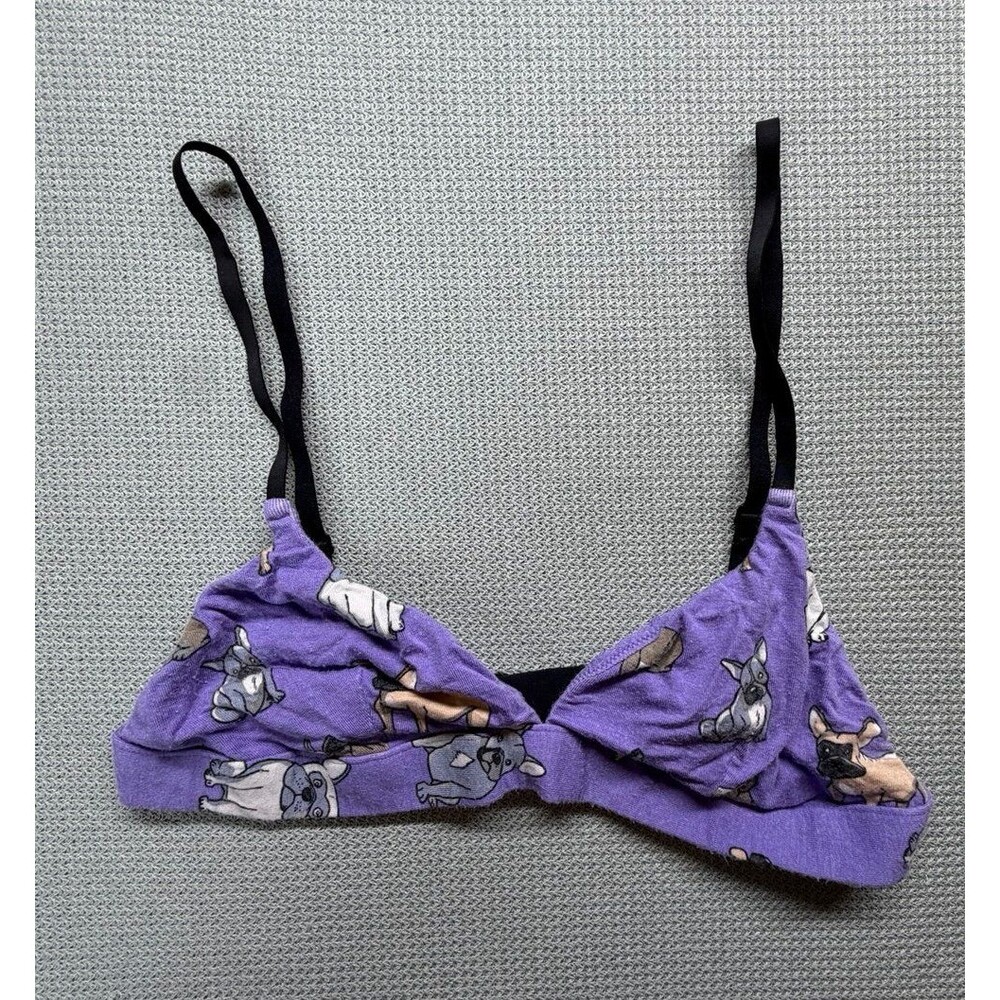 MeUndies Purple French Bulldog Print Bralette “Pardon my Frenchie”